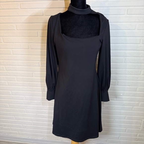 Susana Monaco Black Choker Neck Cutout Fit & Flare Minidress, Women’s Size XL - Picture 2 of 13